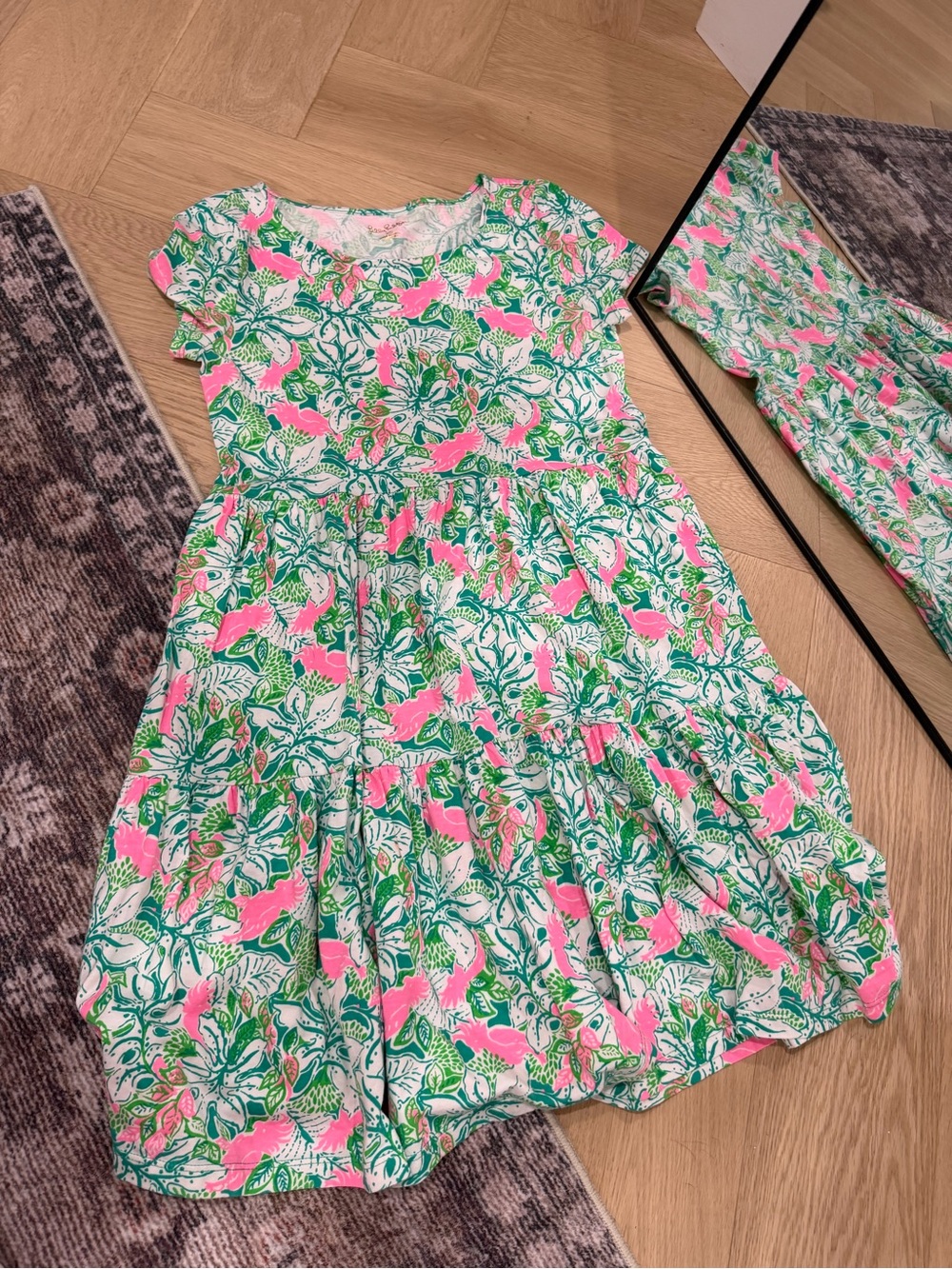 Lilly Pulitzer Pink & Green Floral Tiered Girls Dress